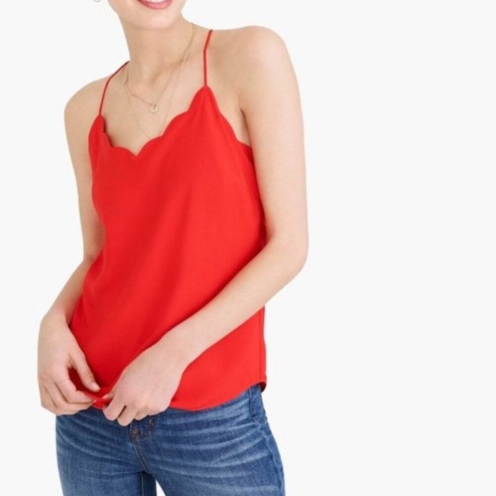 🌸 J.Crew Coral Pink Scalloped Camisole | Size 6 | NWOT Condition